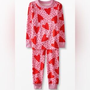 NWOT Hanna Andersson Full Hearts Valentine Organic Cotton Women's Pink PJs, Sz L